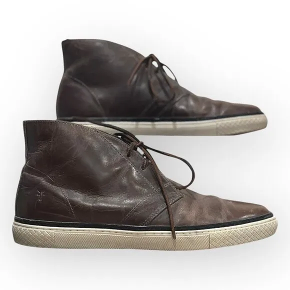 Frye Chukka Essex Gates Leather Cognac Brown Leather High-Top Size Mens 10.5