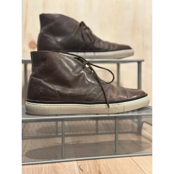 Frye Chukka Essex Gates Leather Cognac Brown Leather High-Top Size Mens 10.5