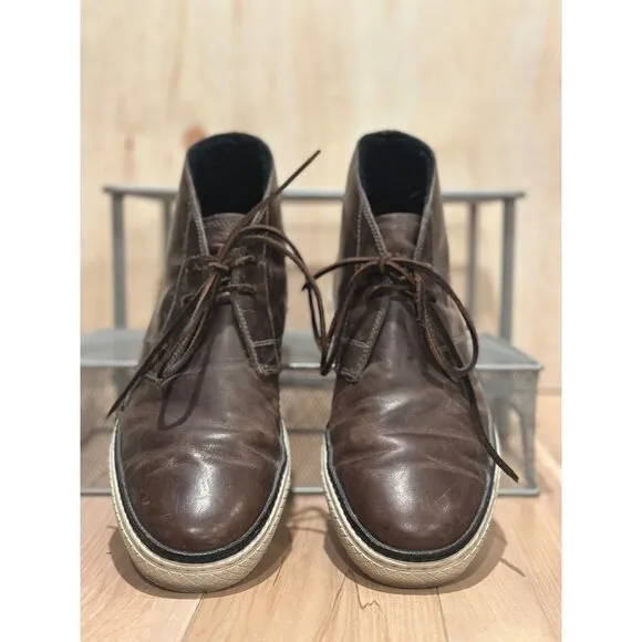 Frye Chukka Essex Gates Leather Cognac Brown Leather High-Top Size Mens 10.5
