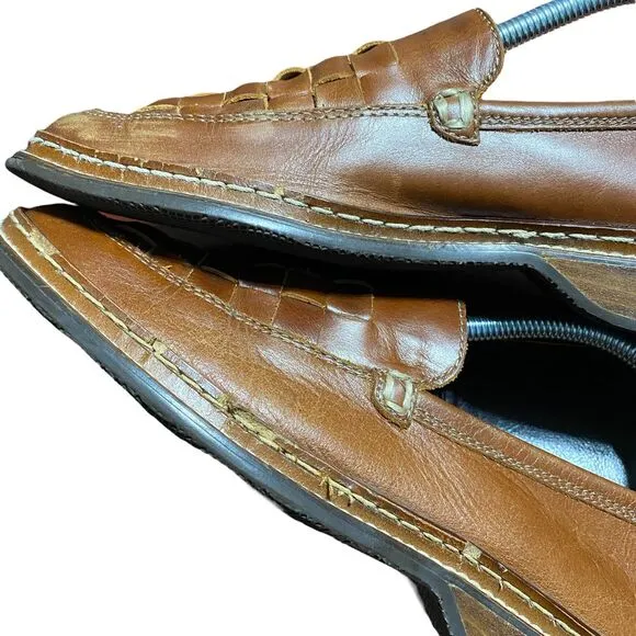 Frye Corsica Woven Moccasin Leather Slip-On Shoes‎ Women's Size 8 Brown