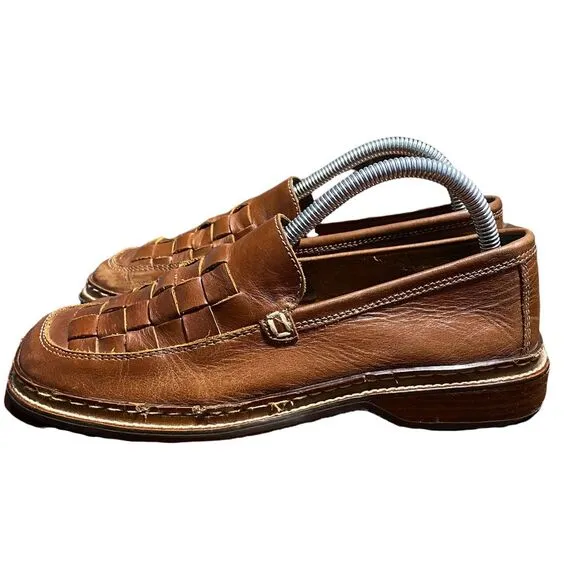 Frye Corsica Woven Moccasin Leather Slip-On Shoes‎ Women's Size 8 Brown