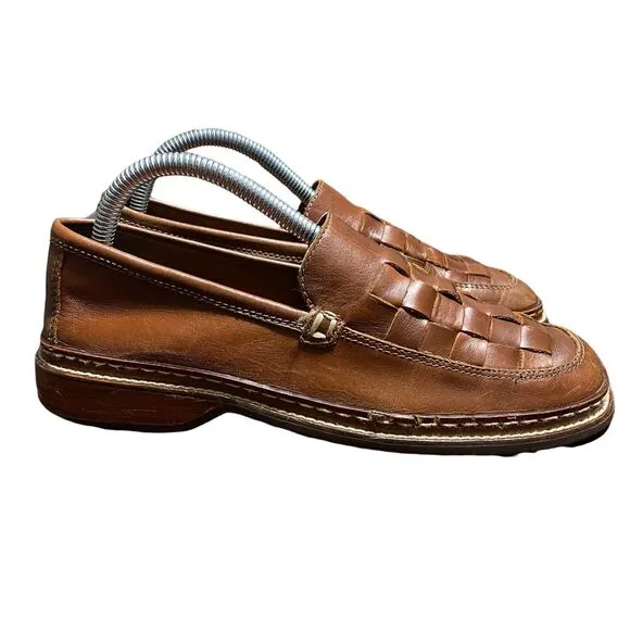 Frye Corsica Woven Moccasin Leather Slip-On Shoes‎ Women's Size 8 Brown