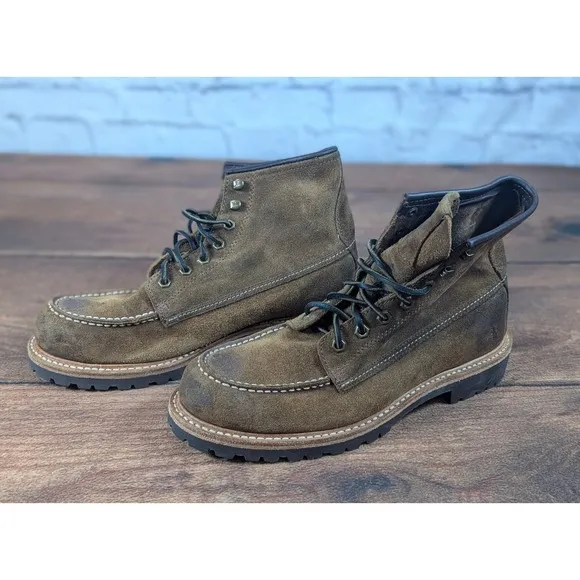 Frye Dakota Mid Lace Leather Boots Moc Toe Casual Work Brown Mens Size 8