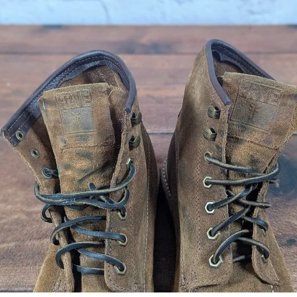 Frye Dakota Mid Lace Leather Boots Moc Toe Casual Work Brown Mens Size 8