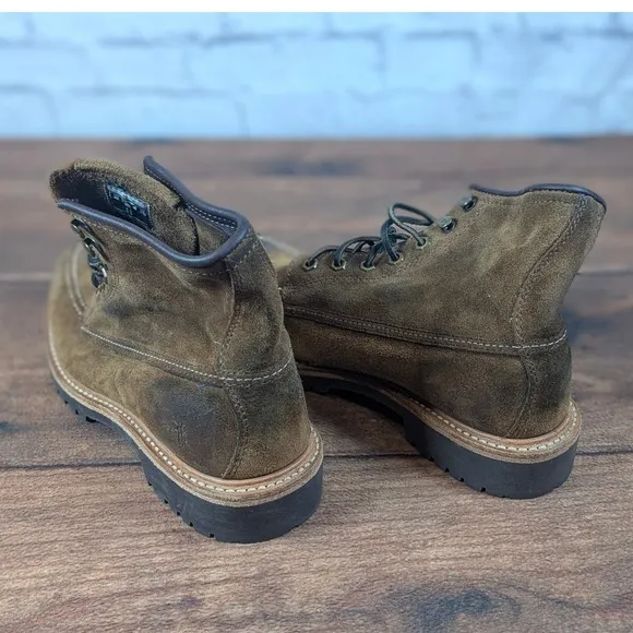 Frye Dakota Mid Lace Leather Boots Moc Toe Casual Work Brown Mens Size 8
