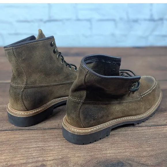 Frye Dakota Mid Lace Leather Boots Moc Toe Casual Work Brown Mens Size 8