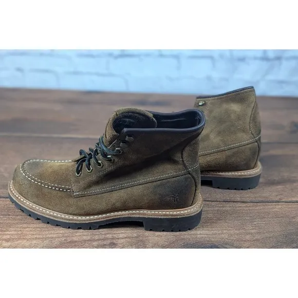 Frye Dakota Mid Lace Leather Boots Moc Toe Casual Work Brown Mens Size 8