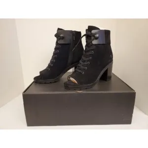 Frye Danica Lug‎ Combat Boots size 8.5 black Open toe Women's