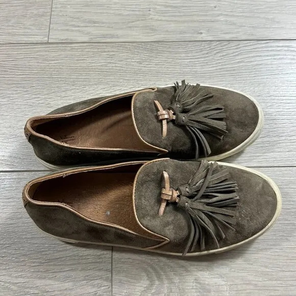 Frye Gemma Tassel Leather Slip On Loafers Shoes