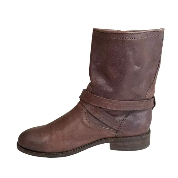 FRYE Jayden Cross Engineer Boots Dark Brown Leather Women’s
