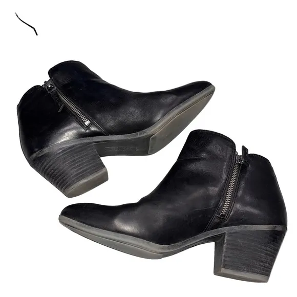 Frye Judith Black Leather Double Zip Ankle Booties Boots