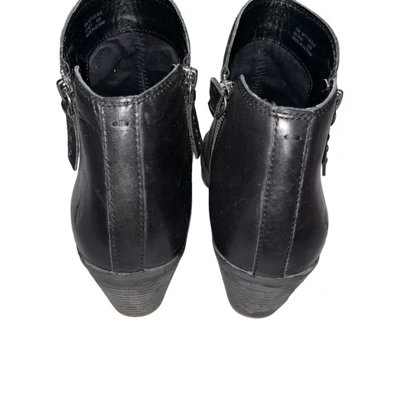Frye Judith Black Leather Double Zip Ankle Booties Boots
