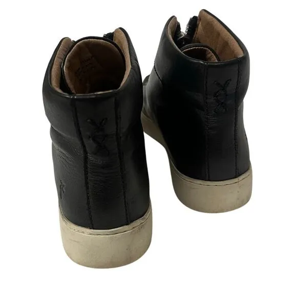 Frye Lena Zip Up Black Leather High Top Sneakers size 6.5
