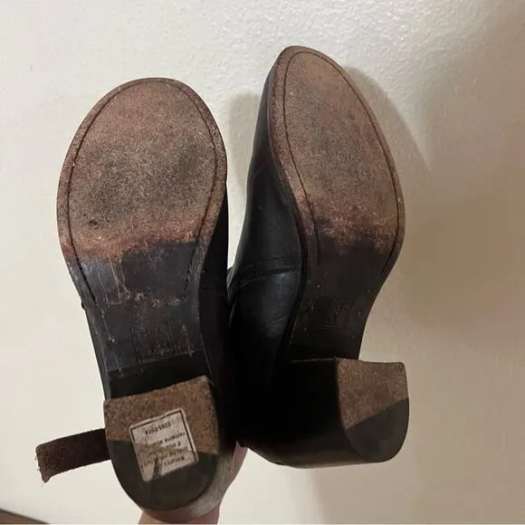 FRYE Malorie Knotted Dark Brown Distressed Leather Short Ankle Bootie Boots 8.5
