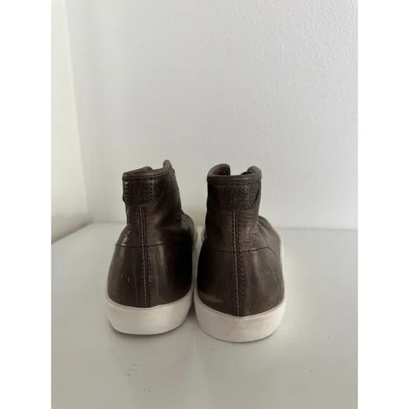 FRYE Men's Hi Top Leather Sneakers Brown Perforation Classic Lace Up Size 8.5