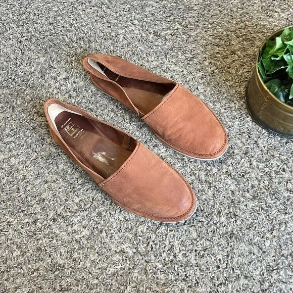 Frye Milly A Line Flats Brown Whiskey Leather Slip on Shoes Women's Size 10