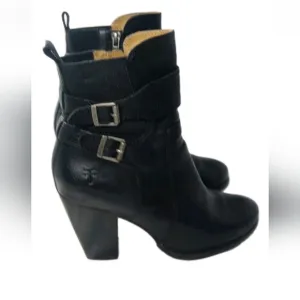 Frye Patty Gore Bootie Women's Size 9 Black Leather Boots Chunky Heels