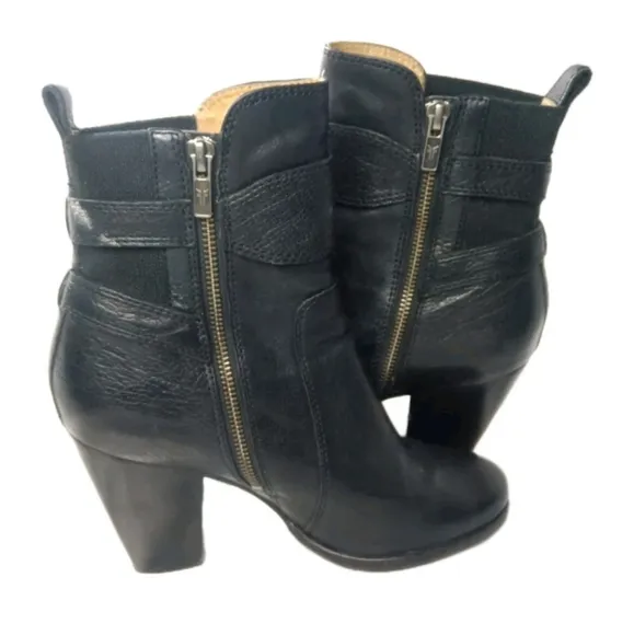 Frye Patty Gore Bootie Women's Size 9 Black Leather Boots Chunky Heels