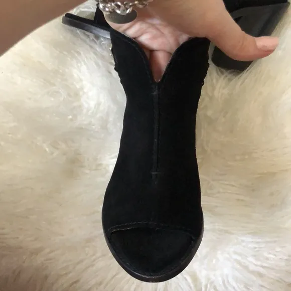 FRYE Peep Toe Ankle Slingback Black Suede Boots/Booties
