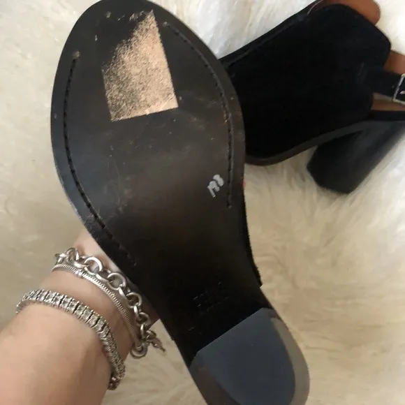 FRYE Peep Toe Ankle Slingback Black Suede Boots/Booties