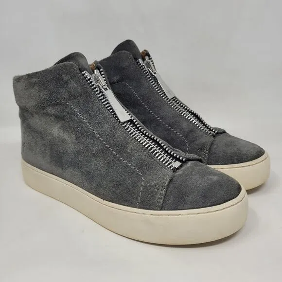 Frye Sneakers Womens 6.5M Gray Suede Lena Zip High Top Shoes Booties