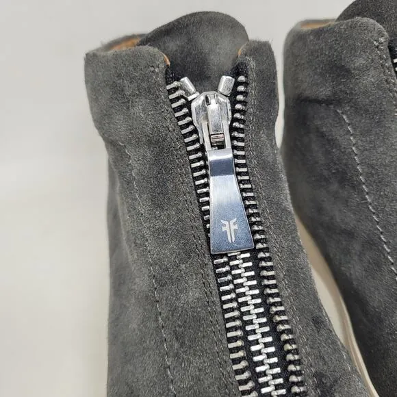 Frye Sneakers Womens 6.5M Gray Suede Lena Zip High Top Shoes Booties