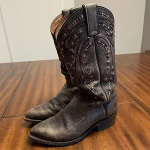 Frye Studded Billy Boots Green Gray Distressed￼ Leather Womens Size 6.5 B