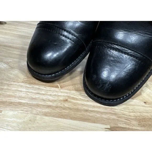 Frye Tyler Double Zip Cap Toe Black Leather Boots Women's Size 6 B