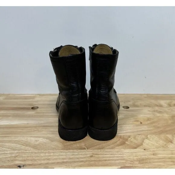 Frye Tyler Double Zip Cap Toe Black Leather Boots Women's Size 6 B
