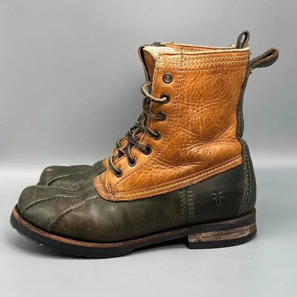 Frye Veronica Women's 6.5 Brown Leather Shearling Duck Boots Lace-Up Mid-Calf