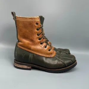 Frye Veronica Women's 6.5 Brown Leather Shearling Duck Boots Lace-Up Mid-Calf