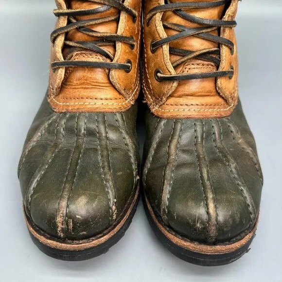 Frye Veronica Women's 6.5 Brown Leather Shearling Duck Boots Lace-Up Mid-Calf