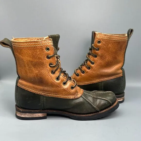 Frye Veronica Women's 6.5 Brown Leather Shearling Duck Boots Lace-Up Mid-Calf