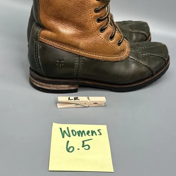 Frye Veronica Women's 6.5 Brown Leather Shearling Duck Boots Lace-Up Mid-Calf