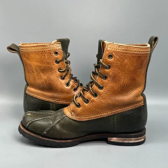 Frye Veronica Women's 6.5 Brown Leather Shearling Duck Boots Lace-Up Mid-Calf