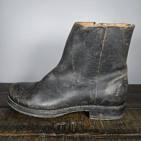 Frye Veronica Womens Size 7 B Inside Zipper Ankle Leather Boots Black Brown