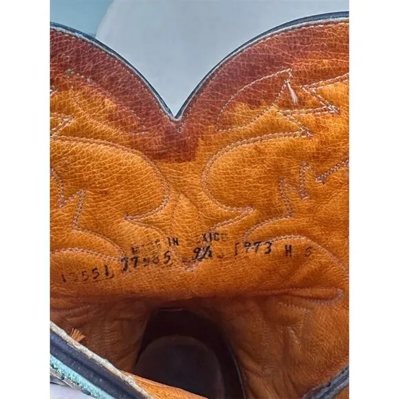 Frye Vintage Lizard Leather Snip Toe Cowgirl Western Boots Womens Size 9.5