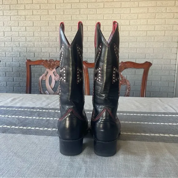 Frye Western Daisy Duke Studded Pointed Toe Leather Cowboy Boots Size 9