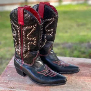Frye Western Daisy Duke Studded Pointed Toe Leather Cowboy Boots Size 9