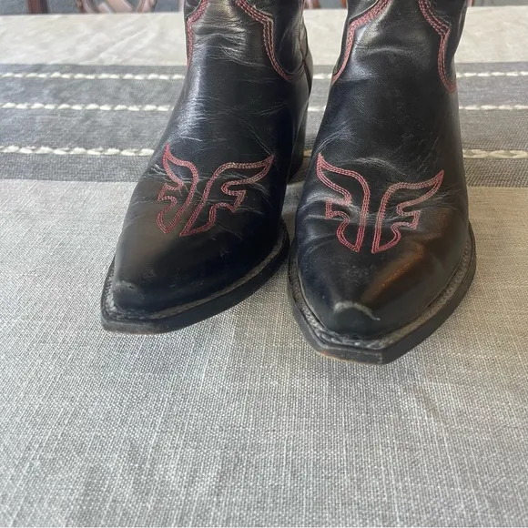 Frye Western Daisy Duke Studded Pointed Toe Leather Cowboy Boots Size 9