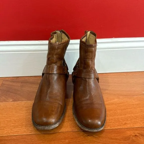Frye Womens Brown Phillip Harness 76870 Leather Round Toe Zip Boots Size 8B