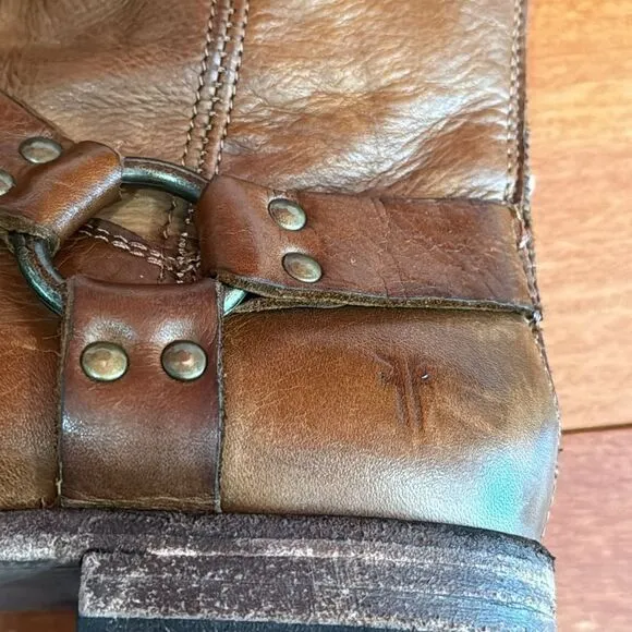 Frye Womens Brown Phillip Harness 76870 Leather Round Toe Zip Boots Size 8B