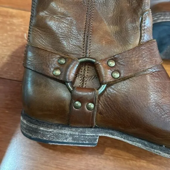 Frye Womens Brown Phillip Harness 76870 Leather Round Toe Zip Boots Size 8B