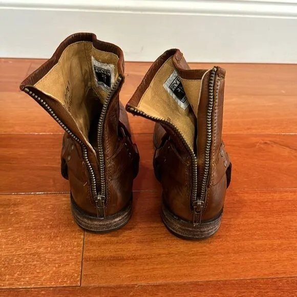 Frye Womens Brown Phillip Harness 76870 Leather Round Toe Zip Boots Size 8B