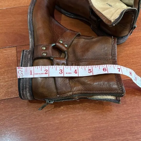 Frye Womens Brown Phillip Harness 76870 Leather Round Toe Zip Boots Size 8B