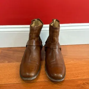 Frye Womens Brown Phillip Harness 76870 Leather Round Toe Zip Boots Size 8B