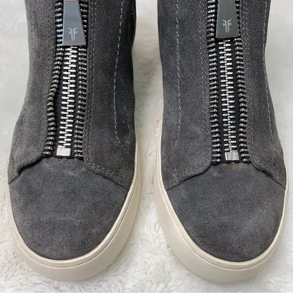 Frye Women's Lena Zip Platform Suede Grey Flat High Top Sneakers Size 7M