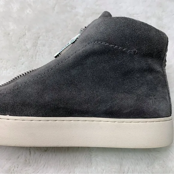 Frye Women's Lena Zip Platform Suede Grey Flat High Top Sneakers Size 7M