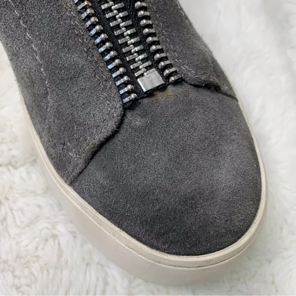 Frye Women's Lena Zip Platform Suede Grey Flat High Top Sneakers Size 7M