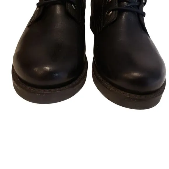 Frye Womens Veronica Black Lace Up Leather Combat Boots Size 7B Grunge Punk Moto